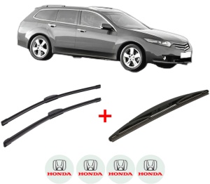 Set 3 stergatoare HONDA ACCORD VIII Estate (CW) din 2008 - 2015, pentru parbriz si luneta fata si spate auto, Bosch Twin, din cauciuc siliconat rezistent, 4 Stickere Auto HONDA v5807