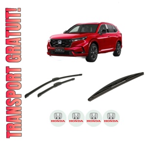 Set 3 stergatoare HONDA CR-V VI (RS_, RY_) din 2023, pentru parbriz si luneta fata si spate auto, Bosch Twin-Aerotwin Retrofit, din cauciuc siliconat rezistent, 4 Stickere Auto HONDA