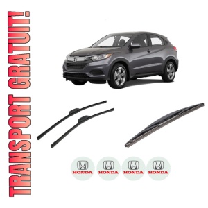 Set 3 stergatoare HONDA HR-V (RV) din 2021, pentru parbriz si luneta fata si spate auto, Bosch Twin-Aerotwin Retrofit, din cauciuc siliconat rezistent, 4 Stickere Auto HONDA