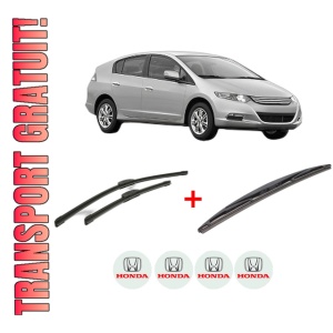 Set 3 stergatoare HONDA INSIGHT (ZE_) din 2009, pentru parbriz si luneta fata si spate auto, Bosch Twin, din cauciuc siliconat rezistent, 4 Stickere Auto HONDA