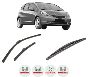 Set 3 stergatoare HONDA JAZZ III (GE_, GG_, GP_, ZA_) din 2008-2014, pentru parbriz si luneta fata si spate auto, Bosch Twin-Aerotwin Retrofit, din cauciuc siliconat rezistent, 4 Stickere Auto HONDA - Img 2