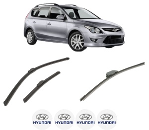 Set 3 stergatoare HYUNDAI i30 Estate (GD) din 2012-2017, pentru parbriz si luneta fata si spate auto, Bosch Aerotwin-Aerotwin Retrofit, din cauciuc siliconat rezistent, 4 Stickere Auto HYUNDAI - Img 2