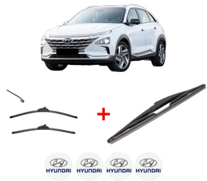 Set 3 stergatoare HYUNDAI NEXO (FE) din 2018, pentru parbriz si luneta fata si spate auto, Valeo Silencio, din cauciuc siliconat rezistent, 4 Stickere Auto HYUNDAI v13186