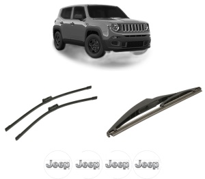 Set 3 stergatoare JEEP RENEGADE VAN (BU, B1) din 2014-2018, pentru parbriz si luneta fata si spate auto, Bosch Twin-Aerotwin, din cauciuc siliconat rezistent, 4 Stickere Auto JEEP - Img 2