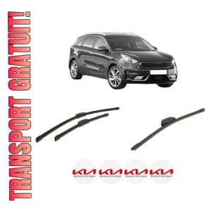 Set 3 stergatoare KIA NIRO I (DE) din 2016-2022, pentru parbriz si luneta fata si spate auto, Bosch Aerotwin-Aerotwin Retrofit, din cauciuc siliconat rezistent, 4 Stickere Auto KIA