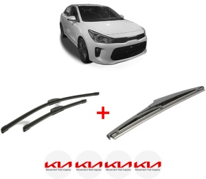 Set 3 stergatoare KIA RIO IV (YB, SC, FB) din 2017 - 2023, pentru parbriz si luneta fata si spate auto, Bosch Twin, din cauciuc siliconat rezistent, 4 Stickere Auto KIA v4727