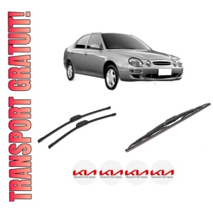 Set 3 stergatoare KIA SHUMA I (FB) din 1997-2001, pentru parbriz si luneta fata si spate auto, Bosch Twin-Aerotwin Retrofit, din cauciuc siliconat rezistent, 4 Stickere Auto KIA