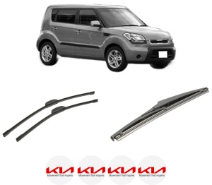 Set 3 stergatoare KIA SOUL I (AM) din 2009-2014, pentru parbriz si luneta fata si spate auto, Bosch Twin-Aerotwin Retrofit, din cauciuc siliconat rezistent, 4 Stickere Auto KIA - Img 2