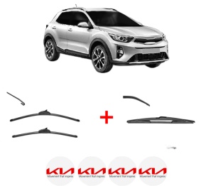 Set 3 stergatoare KIA STONIC Hatchback Van (YB) din 2018, pentru parbriz si luneta fata si spate auto, Valeo Silencio, din cauciuc siliconat rezistent, 4 Stickere Auto KIA v12041