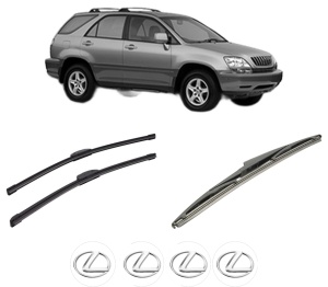 Set 3 stergatoare LEXUS RX (MCU15) din 1998-2003, pentru parbriz si luneta fata si spate auto, Bosch Twin-Aerotwin Retrofit, din cauciuc siliconat rezistent, 4 Stickere Auto LEXUS - Img 2