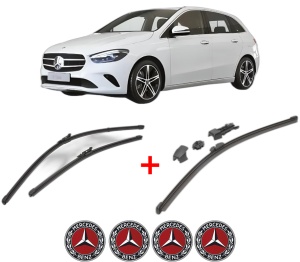 Set 3 stergatoare MERCEDES-BENZ B-CLASS Sports Tourer (W247) din 2018 - 2021, pentru parbriz si luneta fata si spate auto, Valeo HydroConnect, din cauciuc siliconat rezistent, 4 Stickere Auto MERCEDES-BENZ v12766