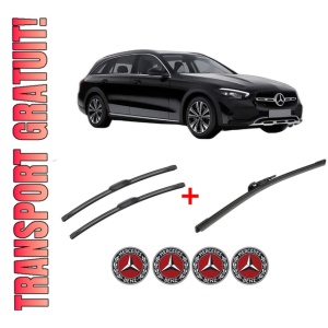 Set 3 stergatoare MERCEDES-BENZ C-CLASS All-Terrain (S206) din 2021, pentru parbriz si luneta fata si spate auto, Bosch Aerotwin, din cauciuc siliconat rezistent, 4 Stickere Auto MERCEDES-BENZ