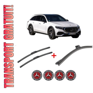 Set 3 stergatoare MERCEDES-BENZ E-CLASS All-Terrain (S214) din 2023, pentru parbriz si luneta fata si spate auto, Bosch Aerotwin, din cauciuc siliconat rezistent, 4 Stickere Auto MERCEDES-BENZ