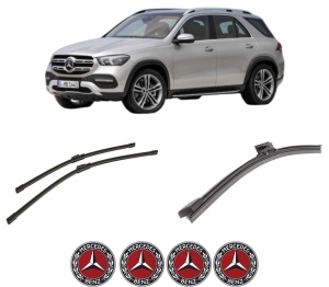 Set 3 stergatoare MERCEDES-BENZ GLE (V167) din 2018-2023, pentru parbriz si luneta fata si spate auto, Bosch Aerotwin-Aerotwin, din cauciuc siliconat rezistent, 4 Stickere Auto MERCEDES-BENZ - Img 2