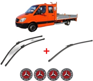 Set 3 stergatoare MERCEDES-BENZ SPRINTER 3-t Platform/Chassis (B910, B907) din 2018 - 2021, pentru parbriz si luneta fata si spate auto, Valeo Silencio Xtrm, din cauciuc siliconat rezistent, 4 Stickere Auto MERCEDES-BENZ v14266