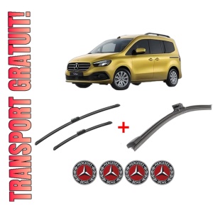 Set 3 stergatoare MERCEDES-BENZ T-CLASS MPV (W420) din 2022, pentru parbriz si luneta fata si spate auto, Bosch Aerotwin, din cauciuc siliconat rezistent, 4 Stickere Auto MERCEDES-BENZ