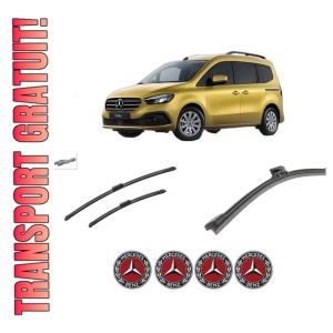 Set 3 stergatoare MERCEDES-BENZ T-CLASS MPV (W420) din 2022, pentru parbriz si luneta fata si spate auto, Bosch Aerotwin-Aerotwin, din cauciuc siliconat rezistent, 4 Stickere Auto MERCEDES-BENZ