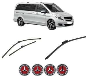 Set 3 stergatoare MERCEDES-BENZ V-CLASS (W447) din 2014-2021, pentru parbriz si luneta fata si spate auto, Bosch Aerotwin-Aerotwin, din cauciuc siliconat rezistent, 4 Stickere Auto MERCEDES-BENZ - Img 2