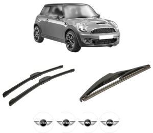 Set 3 stergatoare MINI MINI (R56) din 2006-2013, pentru parbriz si luneta fata si spate auto, Bosch Twin-Aerotwin Retrofit, din cauciuc siliconat rezistent, 4 Stickere Auto MINI - Img 2