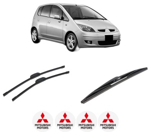 Set 3 stergatoare MITSUBISHI COLT VI (Z3_A, Z2_A) din 2004-2012, pentru parbriz si luneta fata si spate auto, Bosch Twin-Aerotwin Retrofit, din cauciuc siliconat rezistent, 4 Stickere Auto MITSUBISHI - Img 2