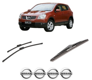 Set 3 stergatoare NISSAN QASHQAI I (J10, NJ10) din 2006-2014, pentru parbriz si luneta fata si spate auto, Bosch Twin-Aerotwin, din cauciuc siliconat rezistent, 4 Stickere Auto NISSAN - Img 2