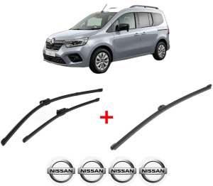 Set 3 stergatoare NISSAN TOWNSTAR Box Body/MPV (XFK) din 2021, pentru parbriz si luneta fata si spate auto, Valeo Silencio Xtrm, din cauciuc siliconat rezistent, 4 Stickere Auto NISSAN v13366