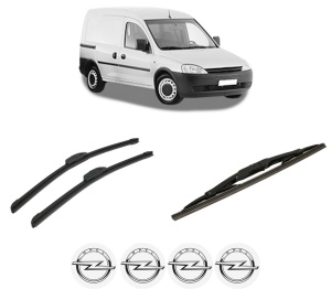 Set 3 stergatoare OPEL COMBO Box Body/MPV din 2001-2012, pentru parbriz si luneta fata si spate auto, Bosch Twin-Aerotwin Retrofit, din cauciuc siliconat rezistent, 4 Stickere Auto OPEL - Img 2