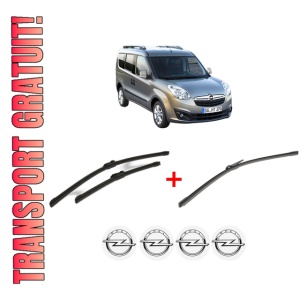 Set 3 stergatoare OPEL COMBO Tour (X12) din 2012, pentru parbriz si luneta fata si spate auto, Bosch Aerotwin, din cauciuc siliconat rezistent, 4 Stickere Auto OPEL