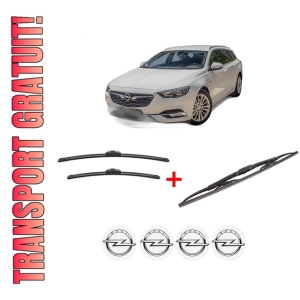 Set 3 stergatoare OPEL INSIGNIA B Country Tourer (Z18) din 2017, pentru parbriz si luneta fata si spate auto, Bosch Twin, din cauciuc siliconat rezistent, 4 Stickere Auto OPEL