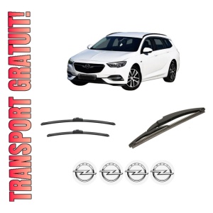 Set 3 stergatoare OPEL INSIGNIA B Sports Tourer (Z18) din 2017-2020, pentru parbriz si luneta fata si spate auto, Bosch Twin-Aerotwin, din cauciuc siliconat rezistent, 4 Stickere Auto OPEL