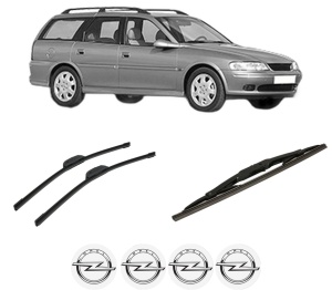Set 3 stergatoare OPEL VECTRA B Estate (J96) din 1996-2003, pentru parbriz si luneta fata si spate auto, Bosch Twin-Aerotwin Retrofit, din cauciuc siliconat rezistent, 4 Stickere Auto OPEL - Img 2