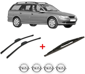 Set 3 stergatoare OPEL VECTRA B Estate (J96) din 1996 - 2003, pentru parbriz si luneta fata si spate auto, Bosch Twin, din cauciuc siliconat rezistent, 4 Stickere Auto OPEL v10187