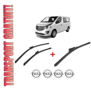 Set 3 stergatoare OPEL VIVARO B Van (X82) din 2014 - 2019, pentru parbriz si luneta fata si spate auto, Bosch Aerotwin, din cauciuc siliconat rezistent, 4 Stickere Auto OPEL
