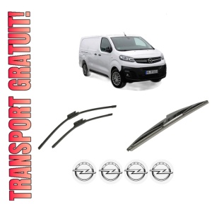 Set 3 stergatoare OPEL VIVARO C Platform Cabin (K0) din 2020-2024, pentru parbriz si luneta fata si spate auto, Bosch Twin-Aerotwin, din cauciuc siliconat rezistent, 4 Stickere Auto OPEL