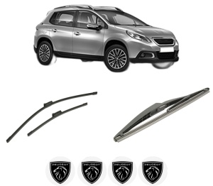 Set 3 stergatoare PEUGEOT 2008 I (CU_) din 2013-2019, pentru parbriz si luneta fata si spate auto, Bosch Twin-Aerotwin, din cauciuc siliconat rezistent, 4 Stickere Auto PEUGEOT - Img 2