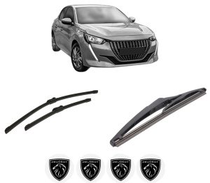 Set 3 stergatoare PEUGEOT 208 II (UB_, UP_, UW_, UJ_) din 2019-2023, pentru parbriz si luneta fata si spate auto, Bosch Twin-Aerotwin, din cauciuc siliconat rezistent, 4 Stickere Auto PEUGEOT - Img 2