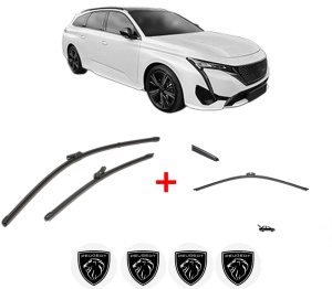 Set 3 stergatoare PEUGEOT 308 SW III (FC_, FJ_, FR_, F4_, FN_) din 2021, pentru parbriz si luneta fata si spate auto, Valeo Silencio, din cauciuc siliconat rezistent, 4 Stickere Auto PEUGEOT v11921