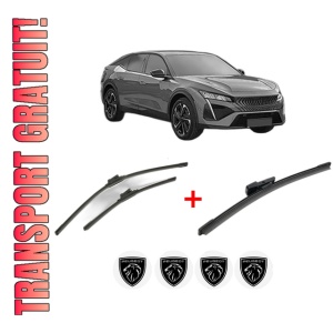 Set 3 stergatoare PEUGEOT 408 II (FP_, F3_, FM_) din 2024, pentru parbriz si luneta fata si spate auto, Bosch Aerotwin, din cauciuc siliconat rezistent, 4 Stickere Auto PEUGEOT
