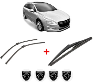 Set 3 stergatoare PEUGEOT 508 SW Estate Van (8E_) din 2011 - 2018, pentru parbriz si luneta fata si spate auto, Valeo Silencio, din cauciuc siliconat rezistent, 4 Stickere Auto PEUGEOT v14326