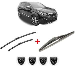 Set 3 stergatoare PEUGEOT 508 SW II (FC_, FJ_, F4_) din 2018, pentru parbriz si luneta fata si spate auto, Bosch Twin, din cauciuc siliconat rezistent, 4 Stickere Auto PEUGEOT v7367