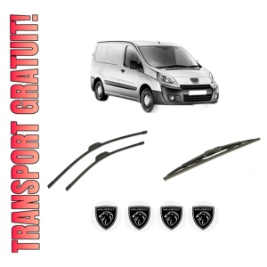 Set 3 stergatoare PEUGEOT EXPERT Van (VF3A_, VF3U_, VF3X_) din 2007-2016, pentru parbriz si luneta fata si spate auto, Bosch Twin-Aerotwin Retrofit, din cauciuc siliconat rezistent, 4 Stickere Auto PEUGEOT