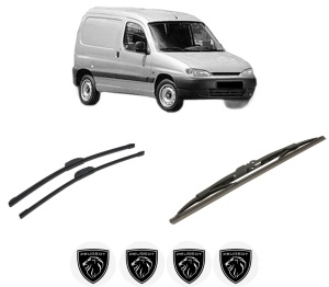 Set 3 stergatoare PEUGEOT PARTNER Box Body/MPV (5_, G_) din 1996-2015, pentru parbriz si luneta fata si spate auto, Bosch Twin-Aerotwin Retrofit, din cauciuc siliconat rezistent, 4 Stickere Auto PEUGEOT - Img 2