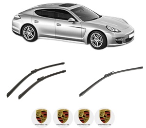 Set 3 stergatoare PORSCHE PANAMERA (970) din 2009-2016, pentru parbriz si luneta fata si spate auto, Bosch Aerotwin-Aerotwin, din cauciuc siliconat rezistent, 4 Stickere Auto PORSCHE - Img 2