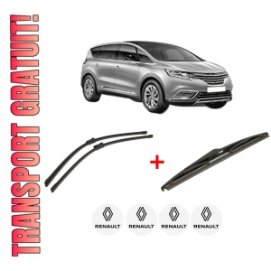 Set 3 stergatoare RENAULT ESPACE V (JR_) din 2015 - 2023, pentru parbriz si luneta fata si spate auto, Bosch Twin, din cauciuc siliconat rezistent, 4 Stickere Auto RENAULT