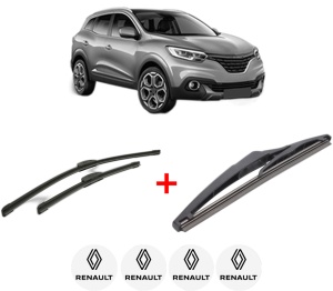 Set 3 stergatoare RENAULT KADJAR (HA_, HL_) din 2015, pentru parbriz si luneta fata si spate auto, Bosch Twin, din cauciuc siliconat rezistent, 4 Stickere Auto RENAULT v11381