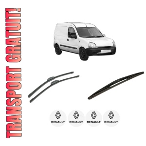 Set 3 stergatoare RENAULT KANGOO Express (FC0/1_) din 1997-2008, pentru parbriz si luneta fata si spate auto, Bosch Twin-Aerotwin Retrofit, din cauciuc siliconat rezistent, 4 Stickere Auto RENAULT