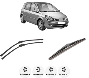 Set 3 stergatoare RENAULT SCENIC III (JZ0/1_) din 2008-2016, pentru parbriz si luneta fata si spate auto, Bosch Twin-Aerotwin, din cauciuc siliconat rezistent, 4 Stickere Auto RENAULT - Img 2