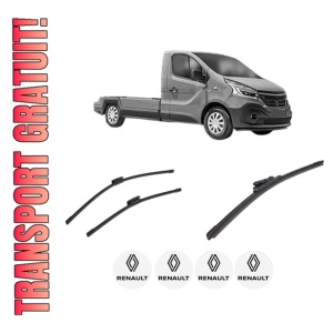 Set 3 stergatoare RENAULT TRAFIC III Platform/Chassis (EG_) din 2014-2023, pentru parbriz si luneta fata si spate auto, Bosch Aerotwin-Aerotwin Multi, din cauciuc siliconat rezistent, 4 Stickere Auto RENAULT
