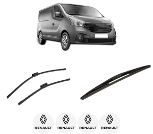 Set 3 stergatoare RENAULT TRAFIC III Van (FG_) din 2014-2023, pentru parbriz si luneta fata si spate auto, Bosch Twin-Aerotwin Multi, din cauciuc siliconat rezistent, 4 Stickere Auto RENAULT - Img 2