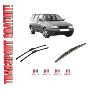 Set 3 stergatoare SEAT CORDOBA Vario (6K5) din 1996-2002, pentru parbriz si luneta fata si spate auto, Bosch Twin-Aerotwin Retrofit, din cauciuc siliconat rezistent, 4 Stickere Auto SEAT